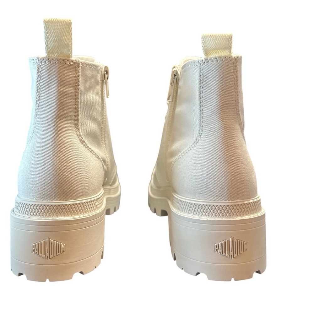 Palladium Pallabase Twill Canvas Boots Off White/Artist Customizable Size 10 - Picture 7 of 10